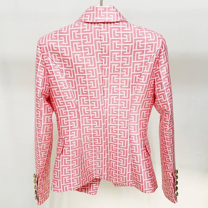 Marian Style Elegant Geo-Jacquard Slim Blazer - Marian Style Boutique