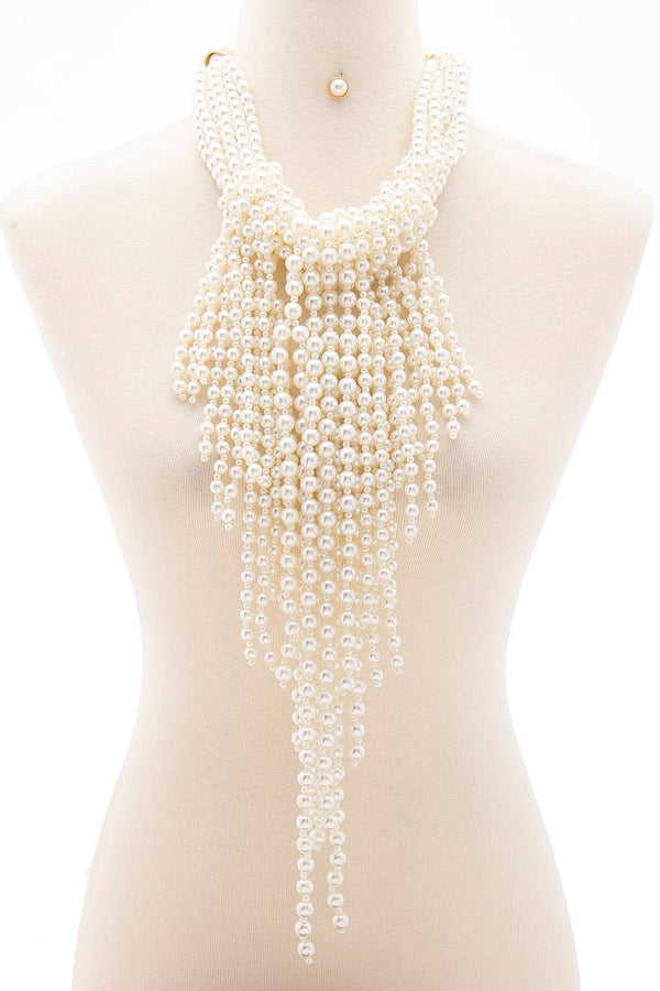 Marian Style CHUNKY OVERSIZE PEARL BEAD NECKLACE MNE-7492 - Marian Style Boutique