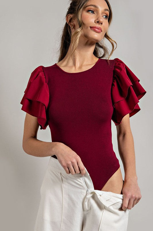 Merlot, Coco & Black styled - SLEEVE SWEATER BODYSUIT - Marian Style Boutique