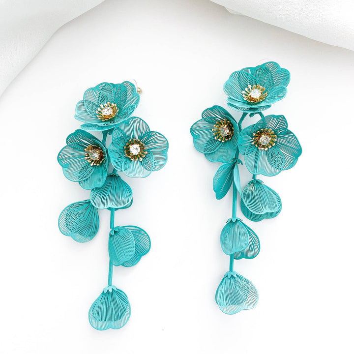 Waterfall Statement Green Flower Earrings - Marian Style Boutique