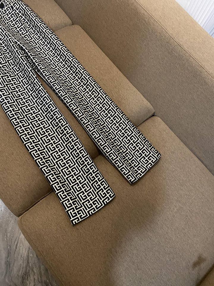 Marian Style Chic Shrug Geometric Jacquard Blazer & Pants Set - Marian Style Boutique