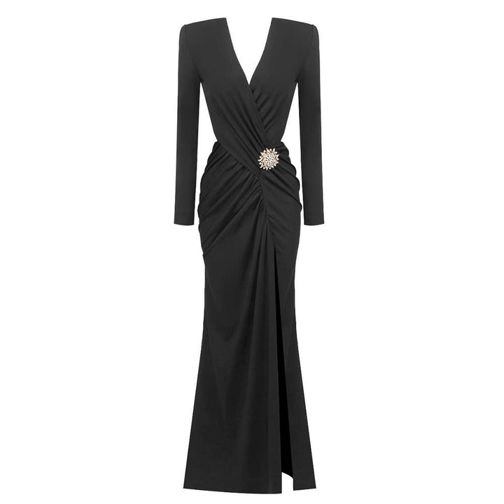 Marian Style Elegant White Maxi Dress with Metal Accents - Marian Style Boutique