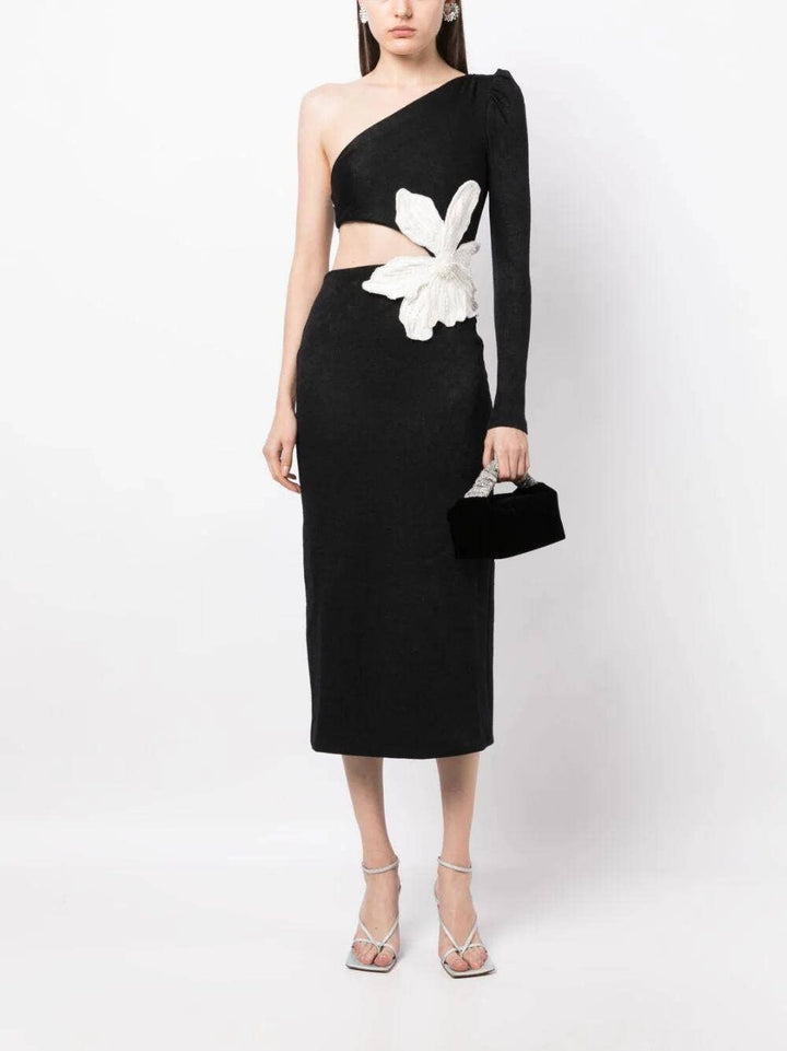 Marian Style Chic Blue Floral Asymmetrical Midi Dress - Marian Style Boutique