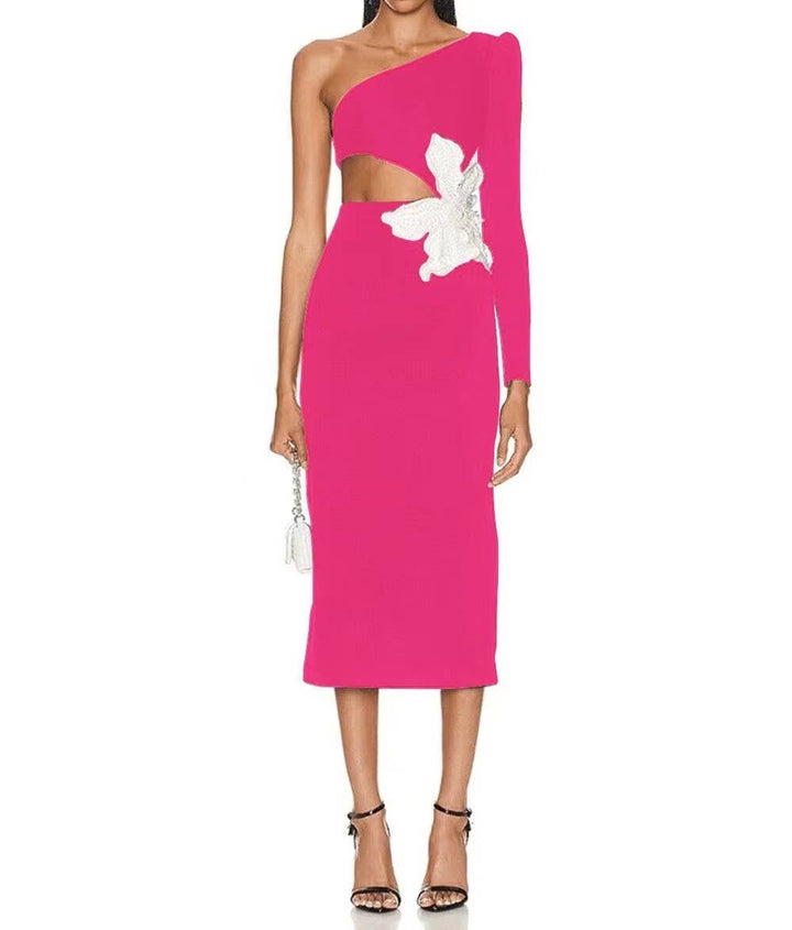 Marian Style Chic Blue Floral Asymmetrical Midi Dress - Marian Style Boutique