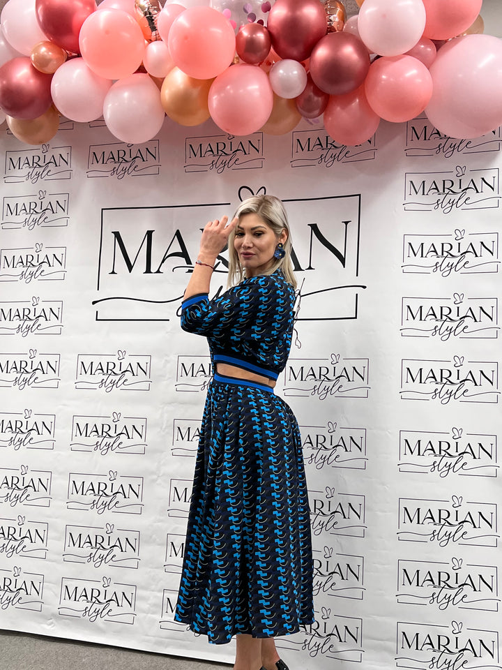 Dresses - attach Dress- blue old fashioned dress ruffled sleeves ruffled dress skirt attached - Marian Style Boutique