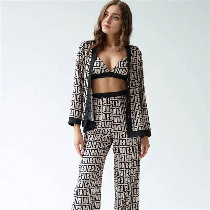 Marian Style Stylish Relaxed Fit Striped Three-Piece Outfit - Marian Style Boutique