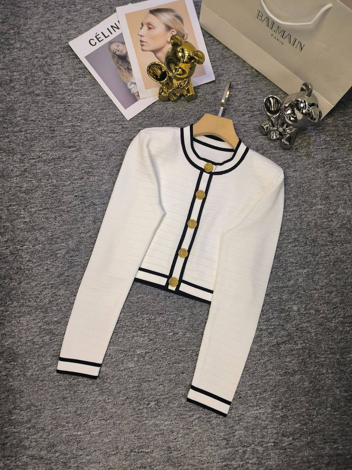 Marian Style Stylish Knit Cardigan & Skirt Set - Single-Breasted: White / English / M - Marian Style Boutique
