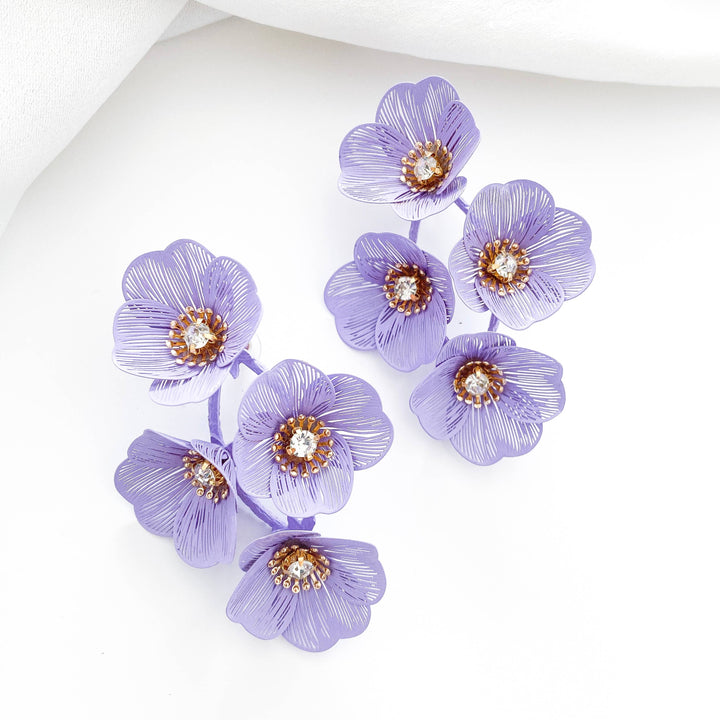Large Statement Lilac Flower Earrings - Marian Style Boutique