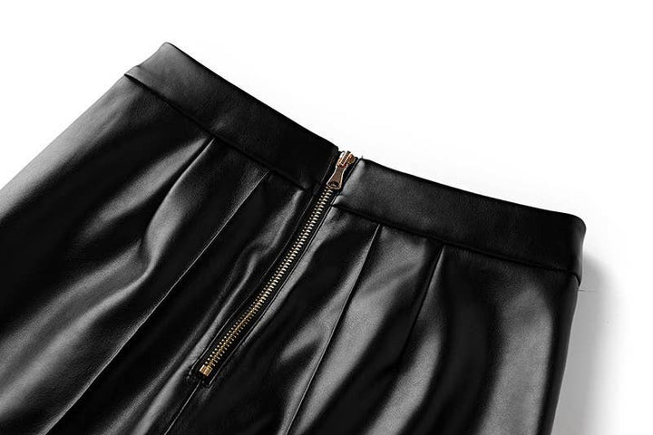 Marian Style Women's PU Micro-flared High-waisted Wide-leg Pants - Marian Style Boutique