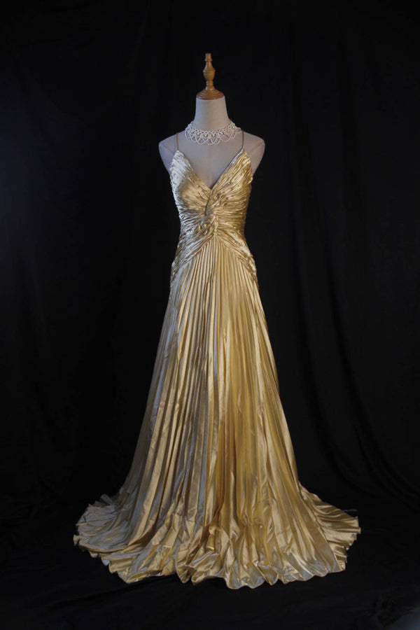 MARIAN STYLE - Elegant Gold Backless Bridesmaid Dress