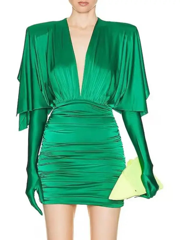 Marian Chic V-Neck Pleated Dress-Skirt Hybrid - Marian Style Boutique