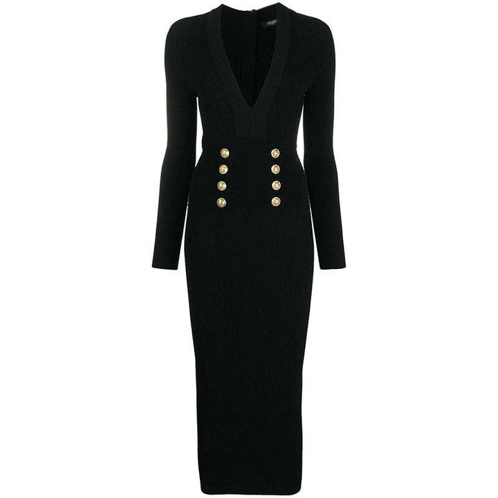Marian Style Black Knit Bodycon Dress - Marian Style Boutique