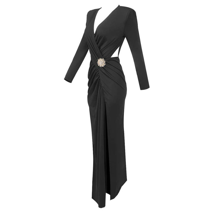Marian Style Elegant White Maxi Dress with Metal Accents - Marian Style Boutique