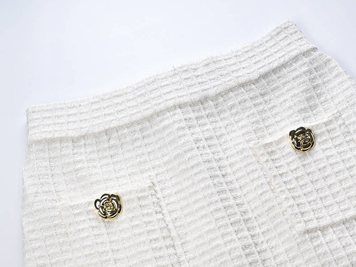 Marian Style Spring Tweed Collar Top & Skirt Ensemble - Marian Style Boutique