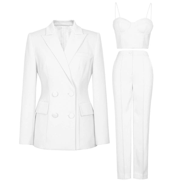 MARIAN STYLE - SET Elegant Women’s Suit Set: Blazer, Bra Top, & Pants