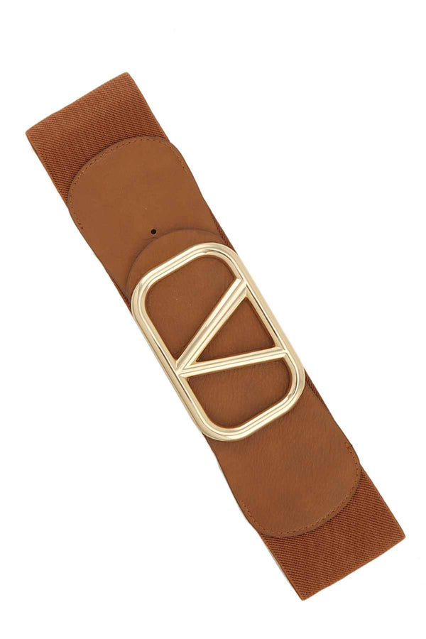 Marian style V IN SQUARE METAL BUCKLE ELASTIC BELT - Marian Style Boutique