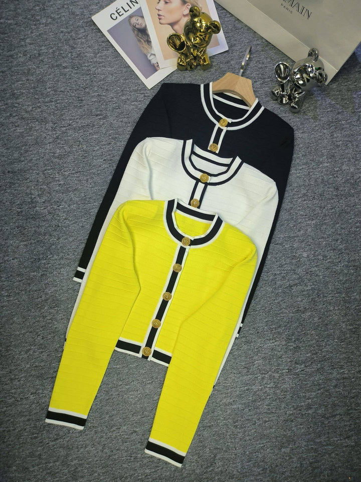 Marian Style Stylish Knit Cardigan & Skirt Set - Single-Breasted: White / English / M - Marian Style Boutique