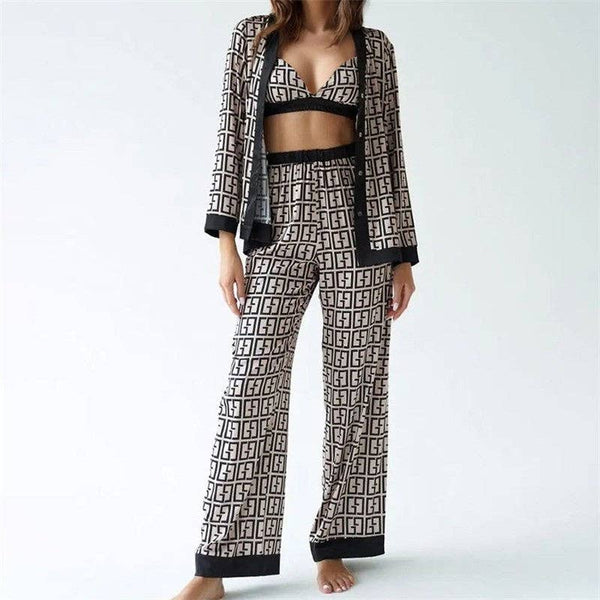 Marian Style Stylish Relaxed Fit Striped Three-Piece Outfit - Marian Style Boutique
