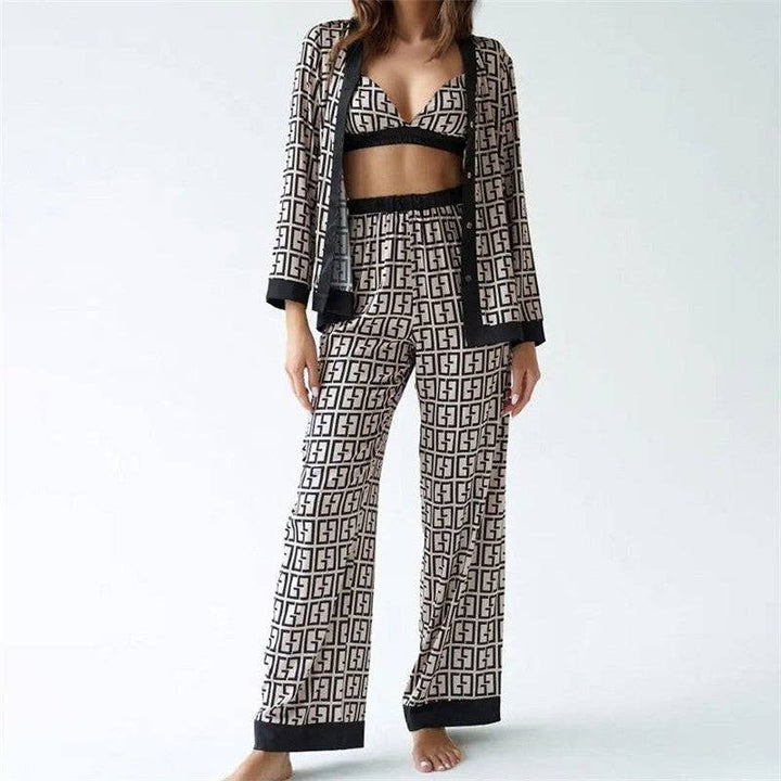 Marian Style Stylish Relaxed Fit Striped Three-Piece Outfit - Marian Style Boutique