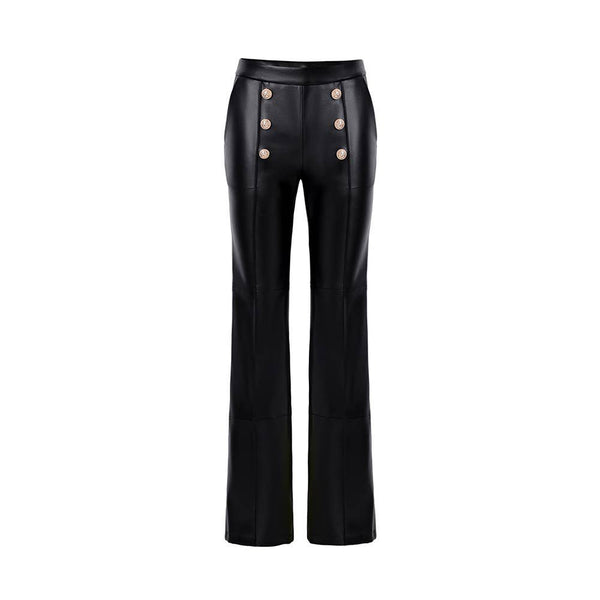 Marian Style Women's PU Micro-flared High-waisted Wide-leg Pants - Marian Style Boutique