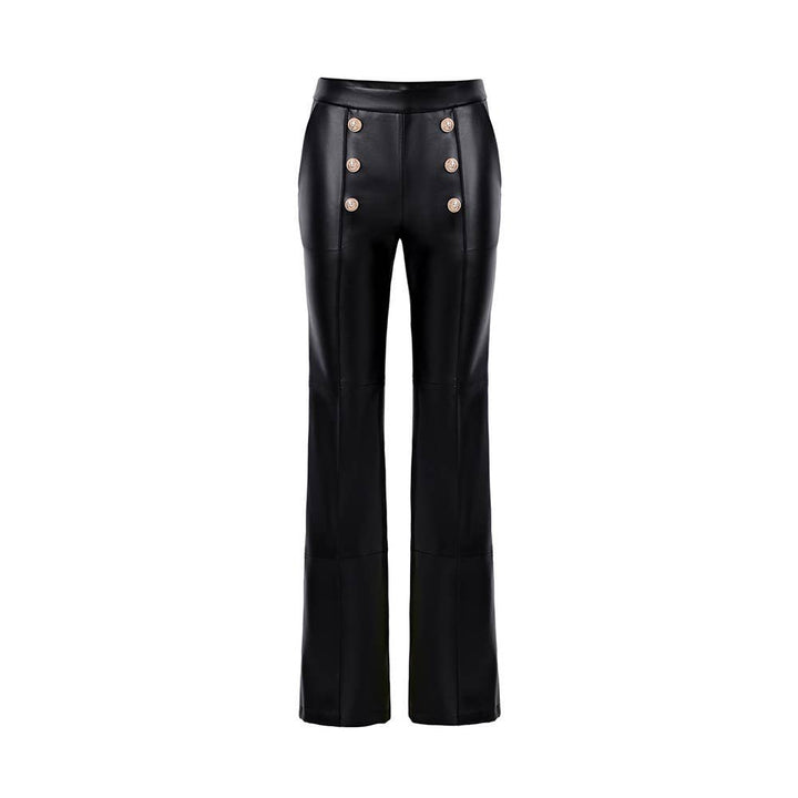 Marian Style Women's PU Micro-flared High-waisted Wide-leg Pants - Marian Style Boutique