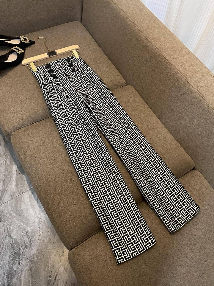 Marian Style Chic Shrug Geometric Jacquard Blazer & Pants Set - Marian Style Boutique
