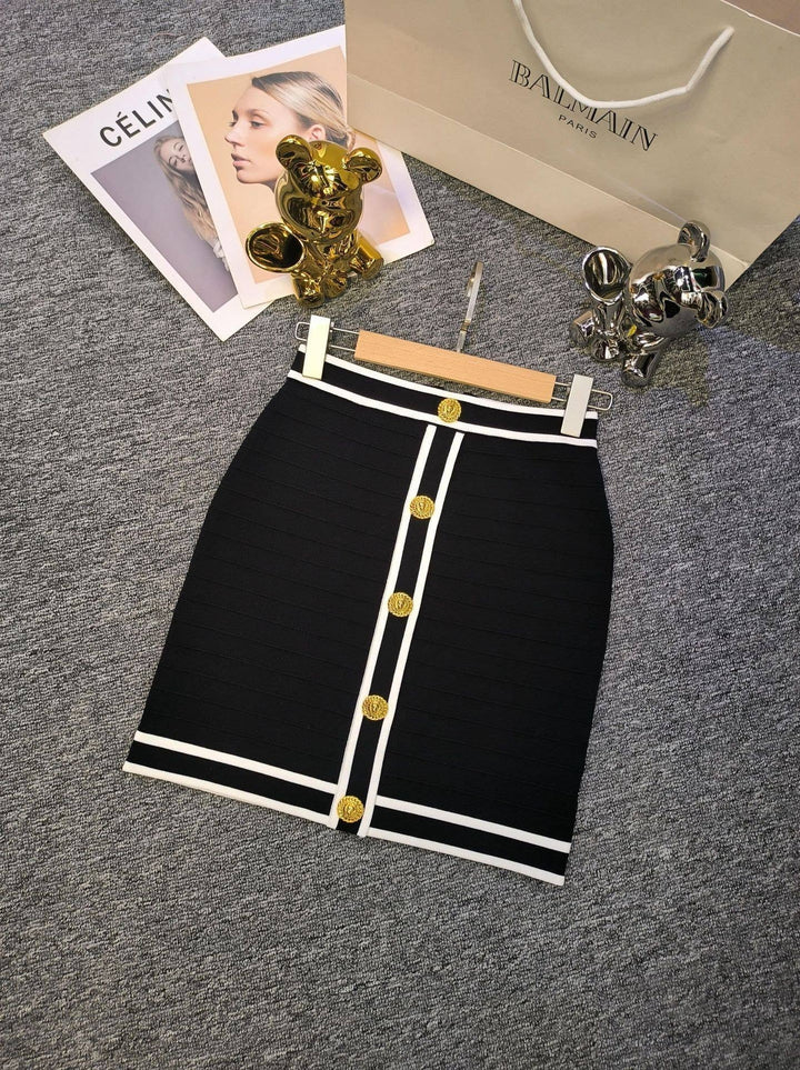 Marian Style Stylish Knit Cardigan & Skirt Set - Single-Breasted: White / English / M - Marian Style Boutique