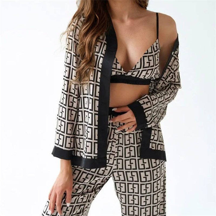 Marian Style Stylish Relaxed Fit Striped Three-Piece Outfit - Marian Style Boutique