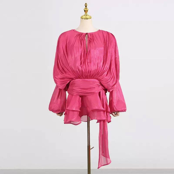 Marian Style - Long Sleeve Short Dress for Women - Spring/Summer