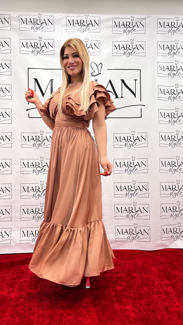Ruffle sleeve tiered maxi dress - Marian Style Boutique