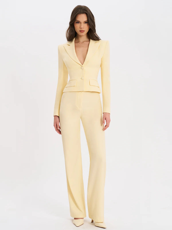 MARIAN STYLE - Butter Yellow Slim Suit Pants