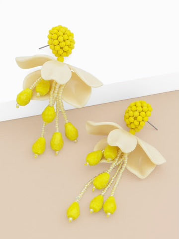 Marian style Handmade Crystal Petal Drop Earring Jewelry - Marian Style Boutique