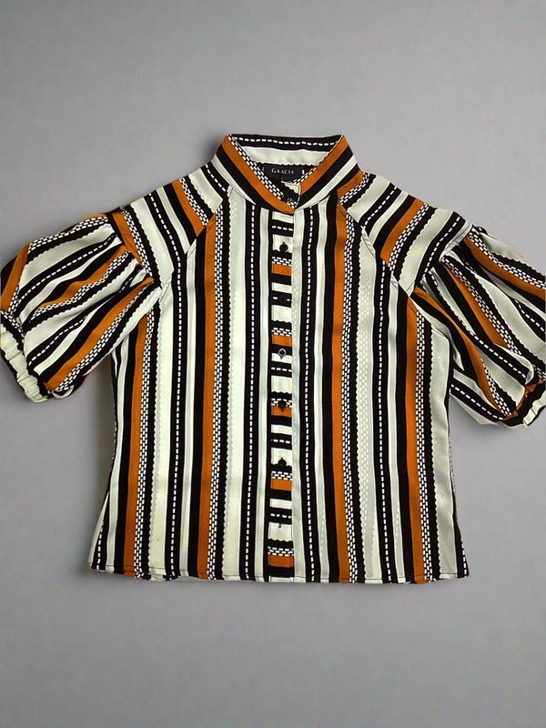 Blouse - Colorblock stripe print blouse - Marian Style Boutique