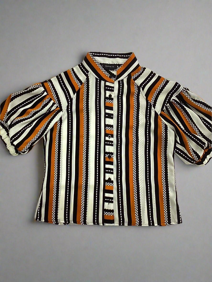 Blouse - Colorblock stripe print blouse - Marian Style Boutique