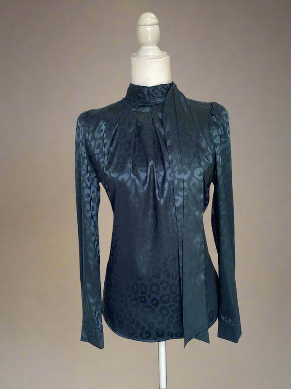 Blouse - Blue leopard print - Marian Style Boutique