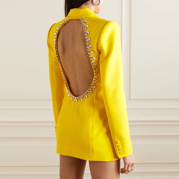 Marian Style Crystal Edged Open Blazer Elegance - Marian Style Boutique