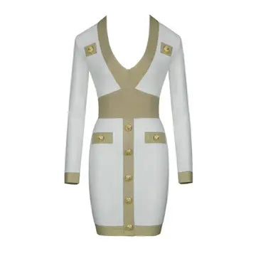 Marian Style Autumn Elegance: V-Neck Knit Party Dress - Marian Style Boutique