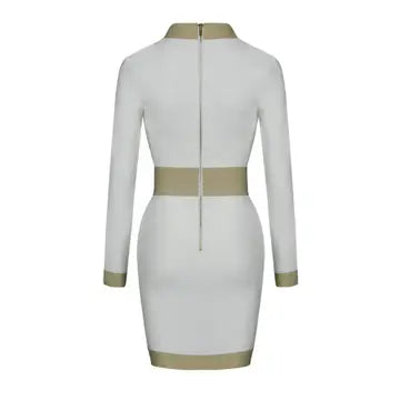 Marian Style Autumn Elegance: V-Neck Knit Party Dress - Marian Style Boutique