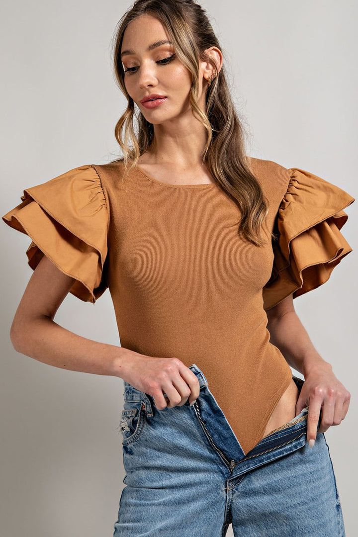 Merlot, Coco & Black styled - SLEEVE SWEATER BODYSUIT - Marian Style Boutique