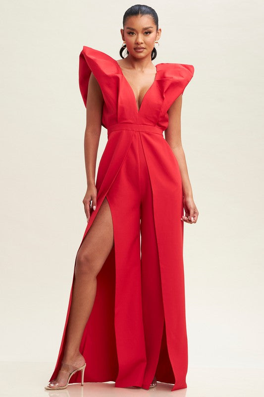 Marian Style Jumpsuits - Puff Shoulder Jumpsuit - Marian Style Boutique