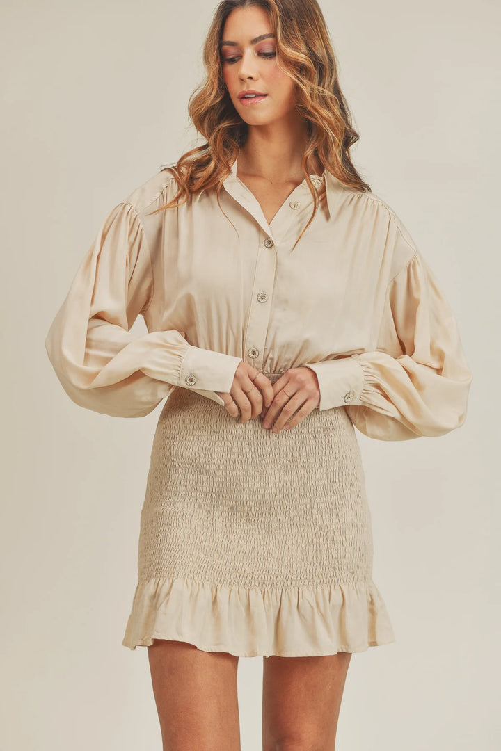 Shirt Dress- Smocked Dress - Marian Style Boutique