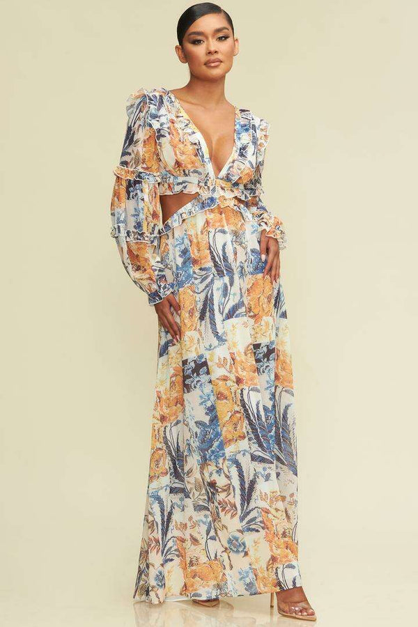 Dresses - attach Dress- lace up maxi dress - Marian Style Boutique