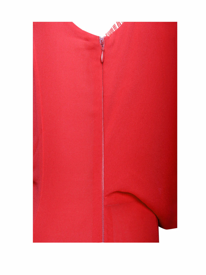 Marian Style Red Chiffon Lace Backless Maxi Train Dress - Marian Style Boutique