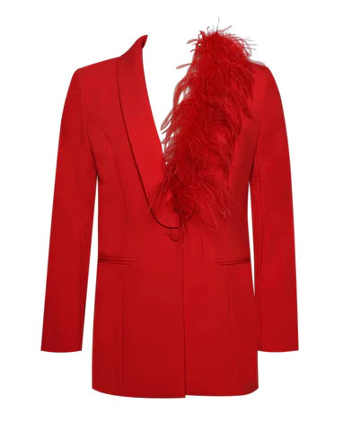 MARIAN STYLE SUIT FEATHER TRIM BLAZER