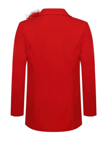 MARIAN STYLE SUIT FEATHER TRIM BLAZER - Marian Style Boutique