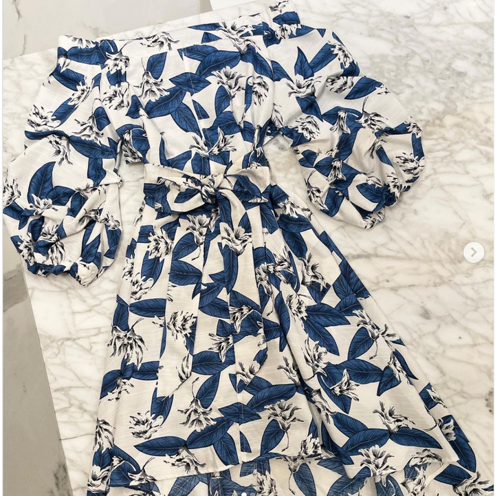Dress-white with belt in the same material - Marian Style Boutique