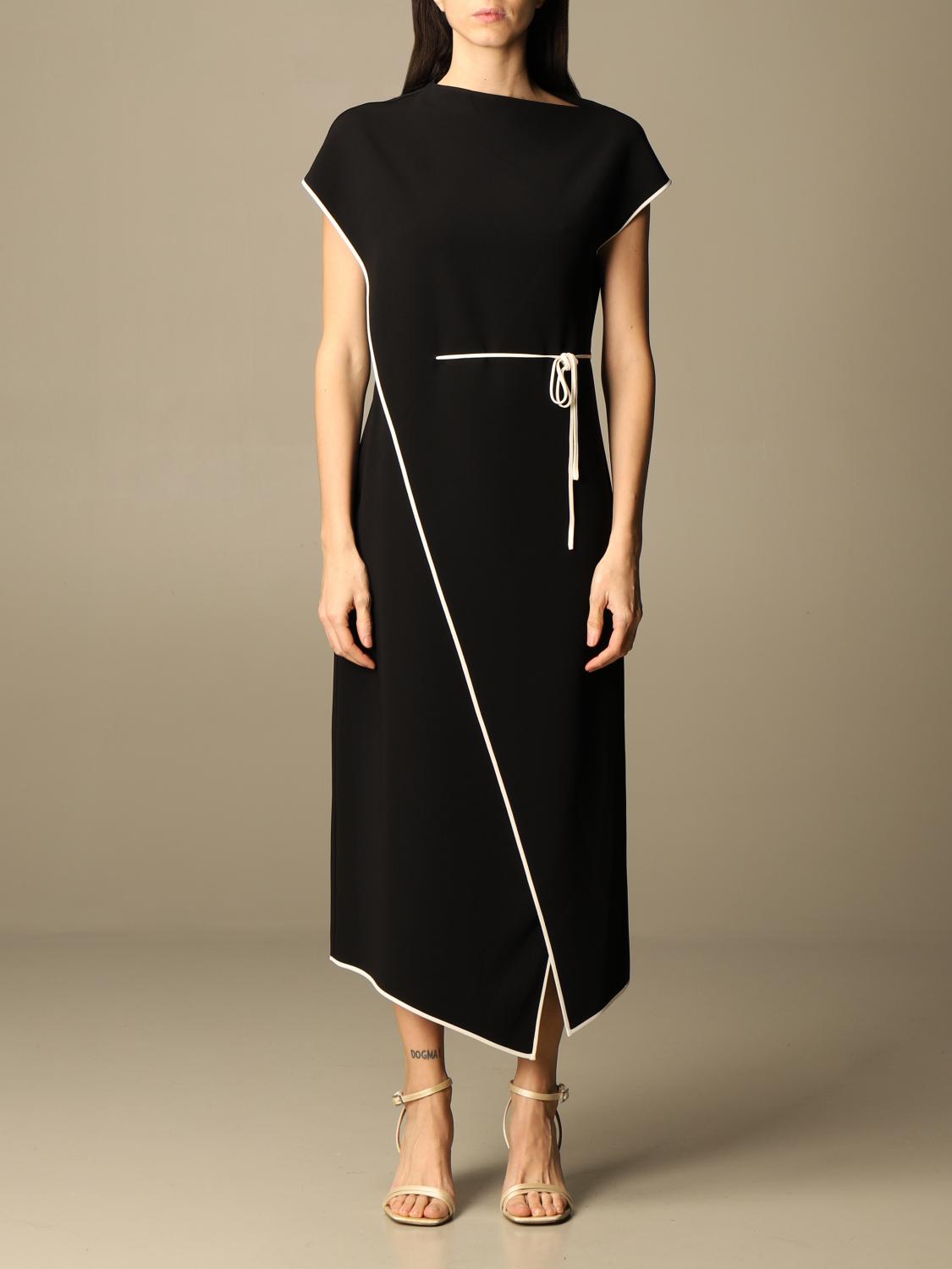 Dress- full black dress with a white outlined lines