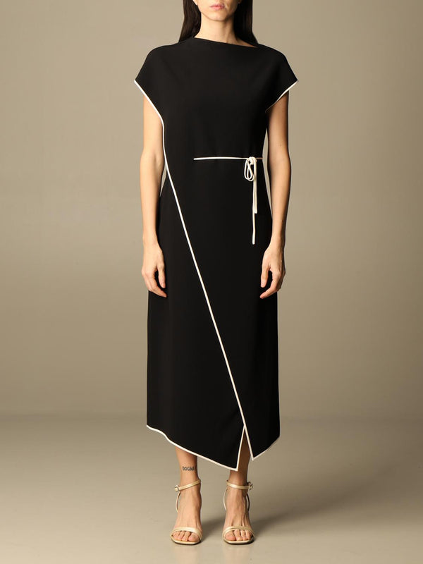 Dress- full black dress with a white outlined lines - Marian Style Boutique