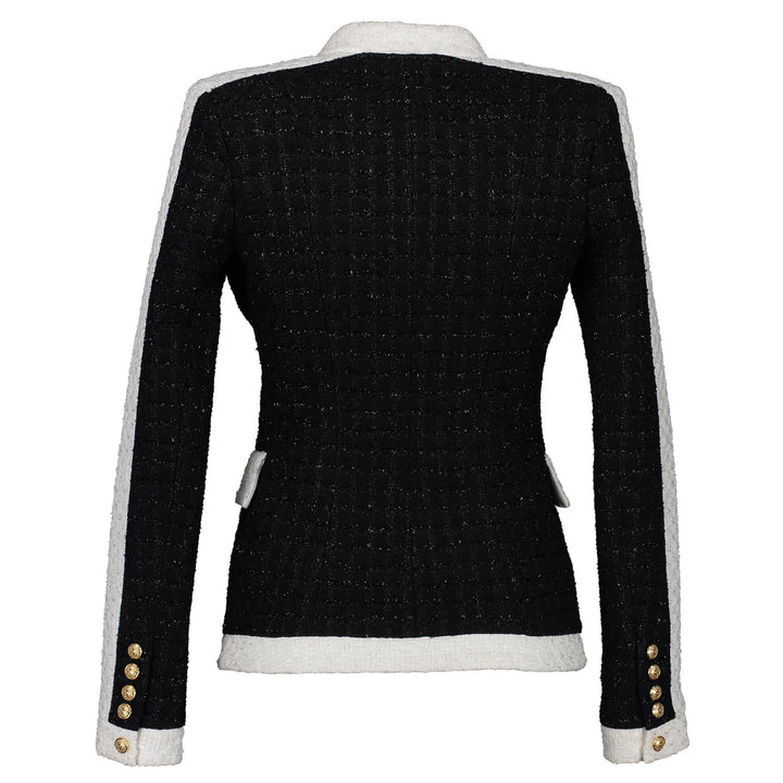 Jacket- black white pockets golden button ups - Marian Style Boutique