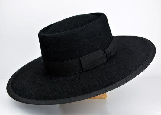 MARIAN STYLE WOOL FELT TELESCOPE GAMBLER (BOLERO) HAT